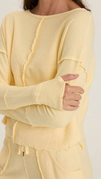 Wearables Lunaria Annika Long Sleeve Boat Neck Top in luscious butter yellow - women's long sleeve top - view 4