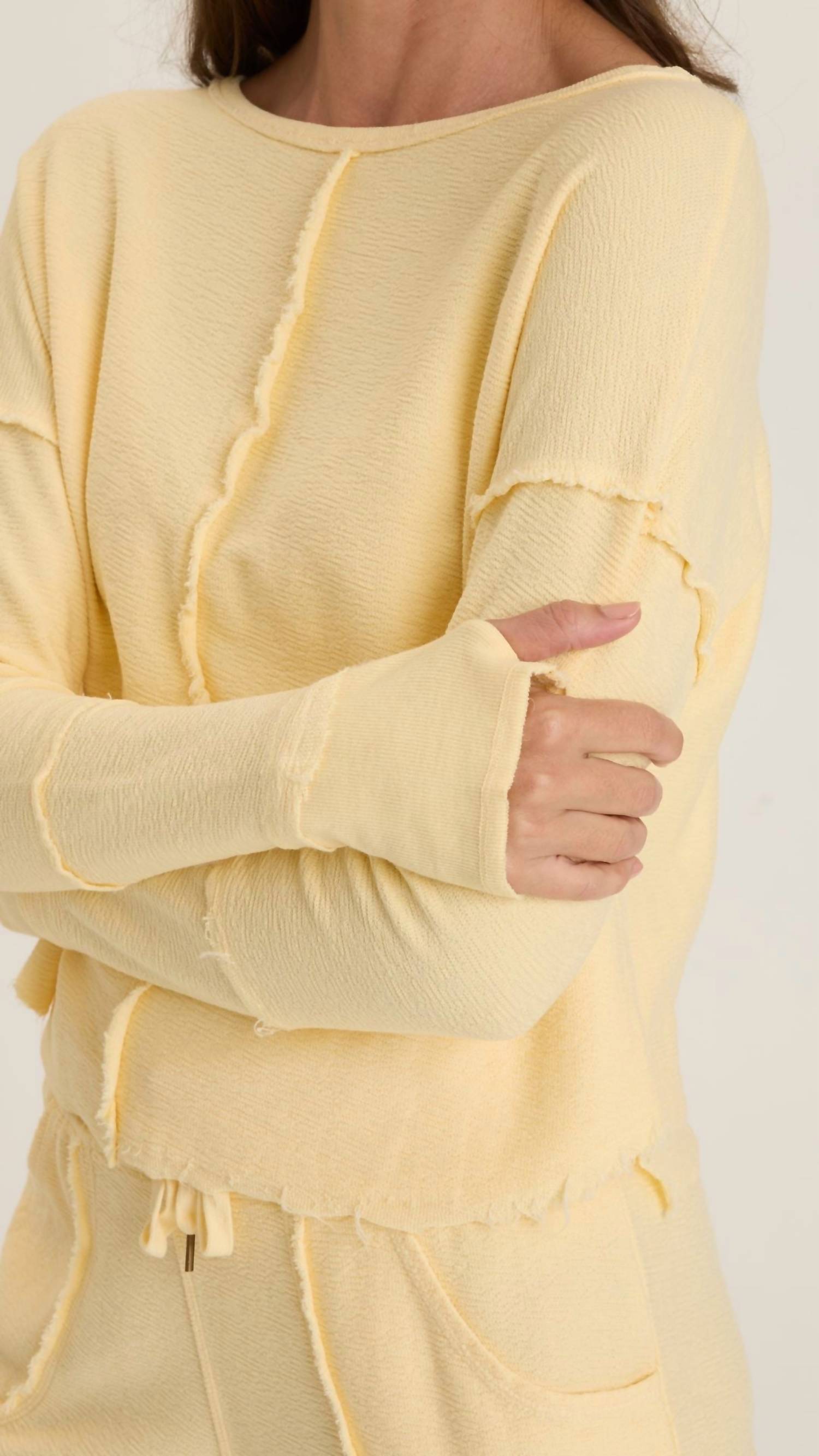 Wearables Lunaria Annika Long Sleeve Boat Neck Top in luscious butter yellow - women's long sleeve top - view 4