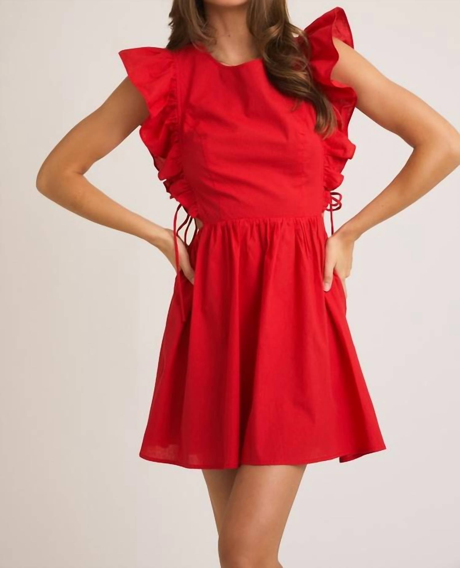 Le Lis - Ruffle Sleeve Lace Up Dress