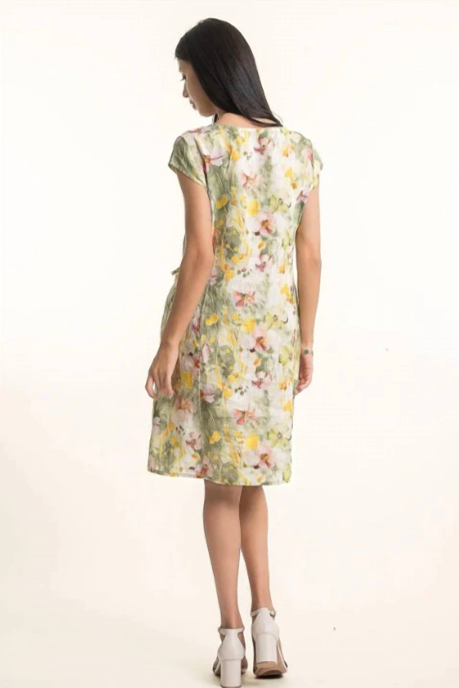 Linen Luv - Floral Side Tie Dress