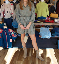 Meet Me In Santorini - Golden Tapestry Button Down Dress