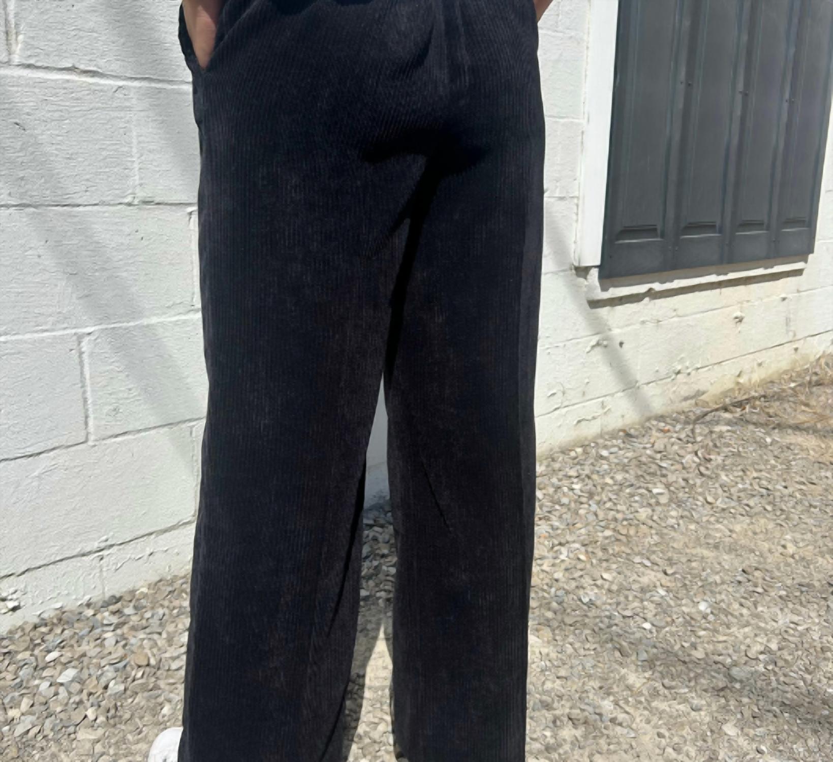 VIA MASINI Corduroy Pants in black - women's pants - detail view