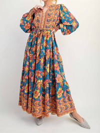 Easel - Challis Tie Waisted Maxi Dress
