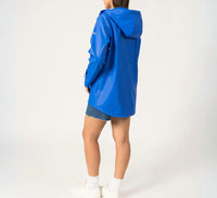 SAINT JAMES Waterproof Raincoat With Hood in royal blue - women's jacket - detail view