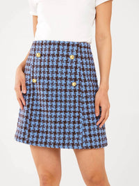 ABBEY GLASS Jessica Tweed Skirt in blue brown - women's skirt - detail view