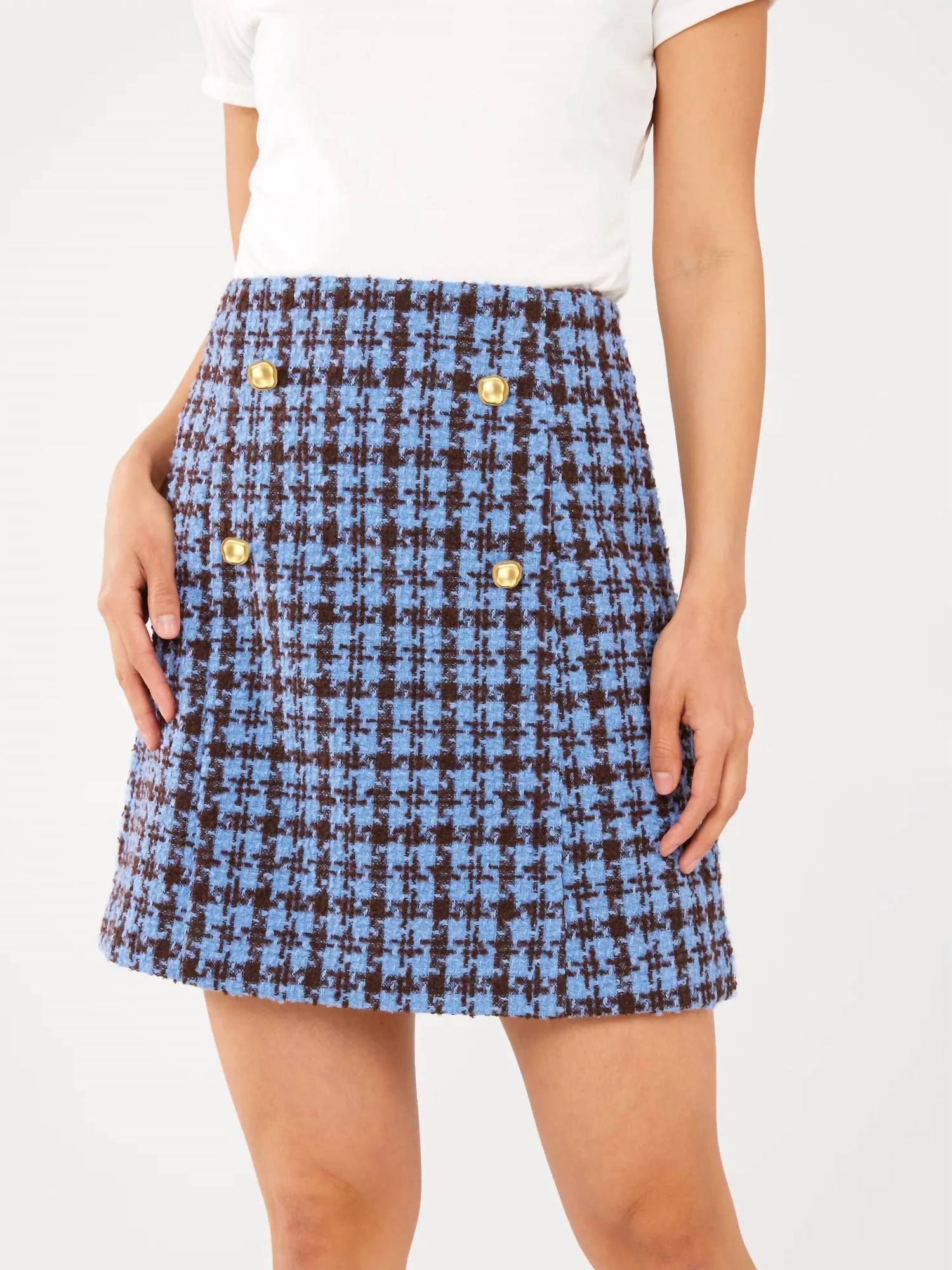 ABBEY GLASS Jessica Tweed Skirt in blue brown - women's skirt - detail view