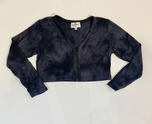 Girls Tie Dye Crop Zip Cardigan