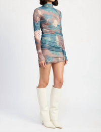 Emory Park What A Trip Tie Dye Mesh Mini Dress in blue - women's dress - detail view