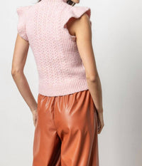 Lilla P - Flutter Sleeve Mock Neck Sweater