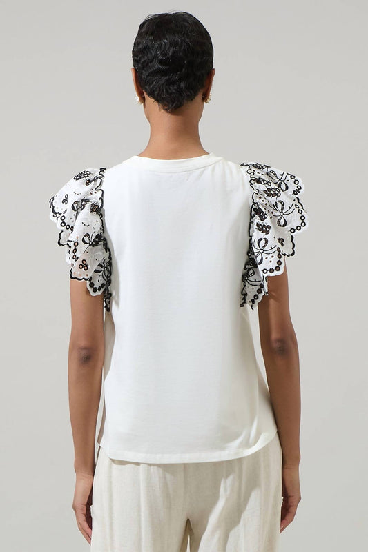 Sugarlips - Ellie Eyelet Ruffle Sleeve Top