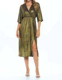 Reneec. - Kimono V Neck Dress With Slit
