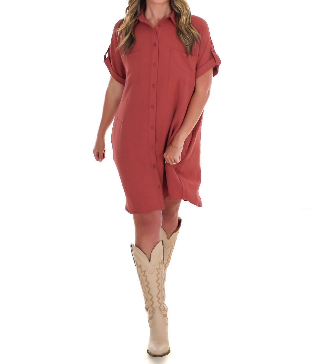 She + Sky - All the Reason Button Up Shirt Dress