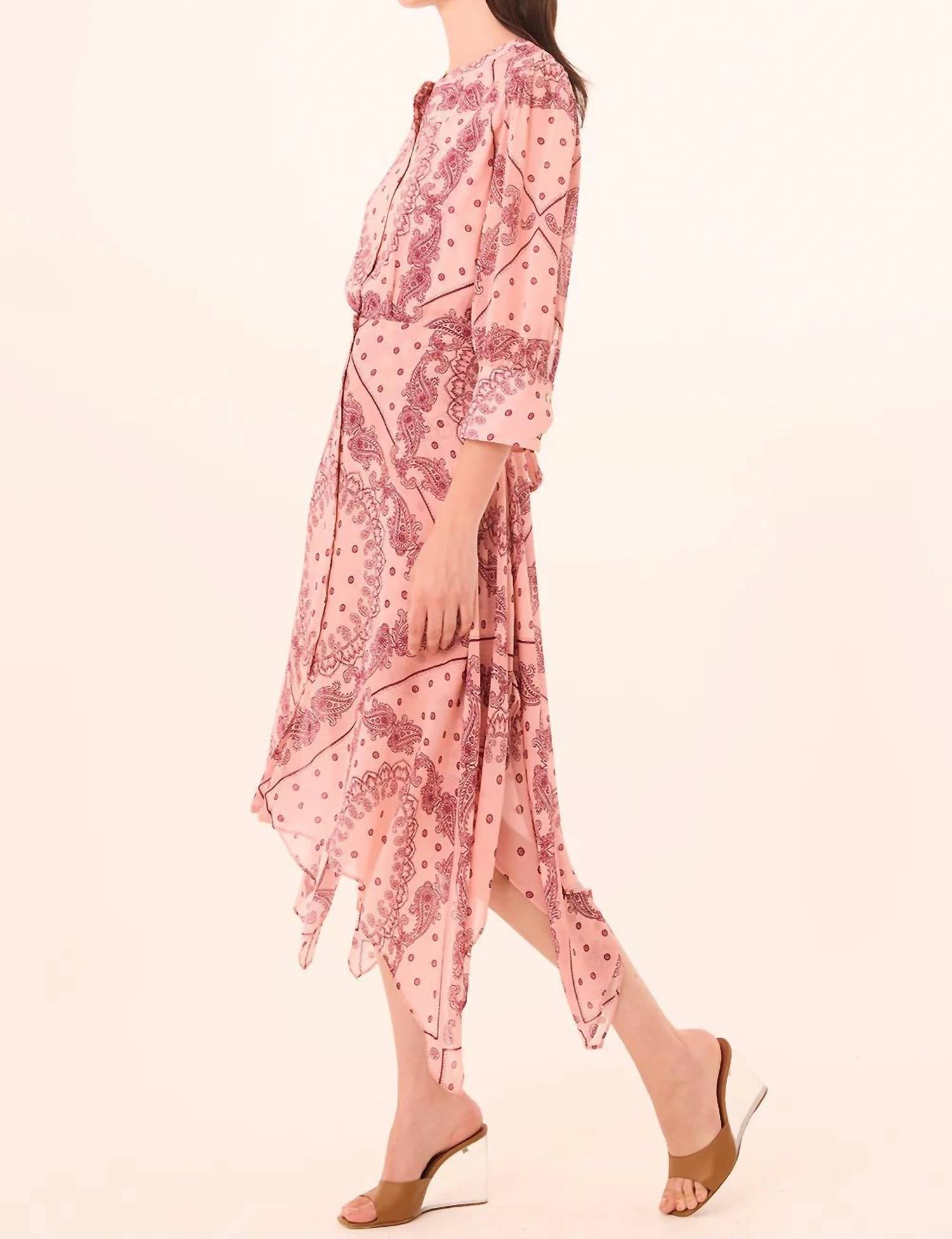 Misa Los Angeles Solmaz Midi Dress in rose bandana - women's dress - detail view