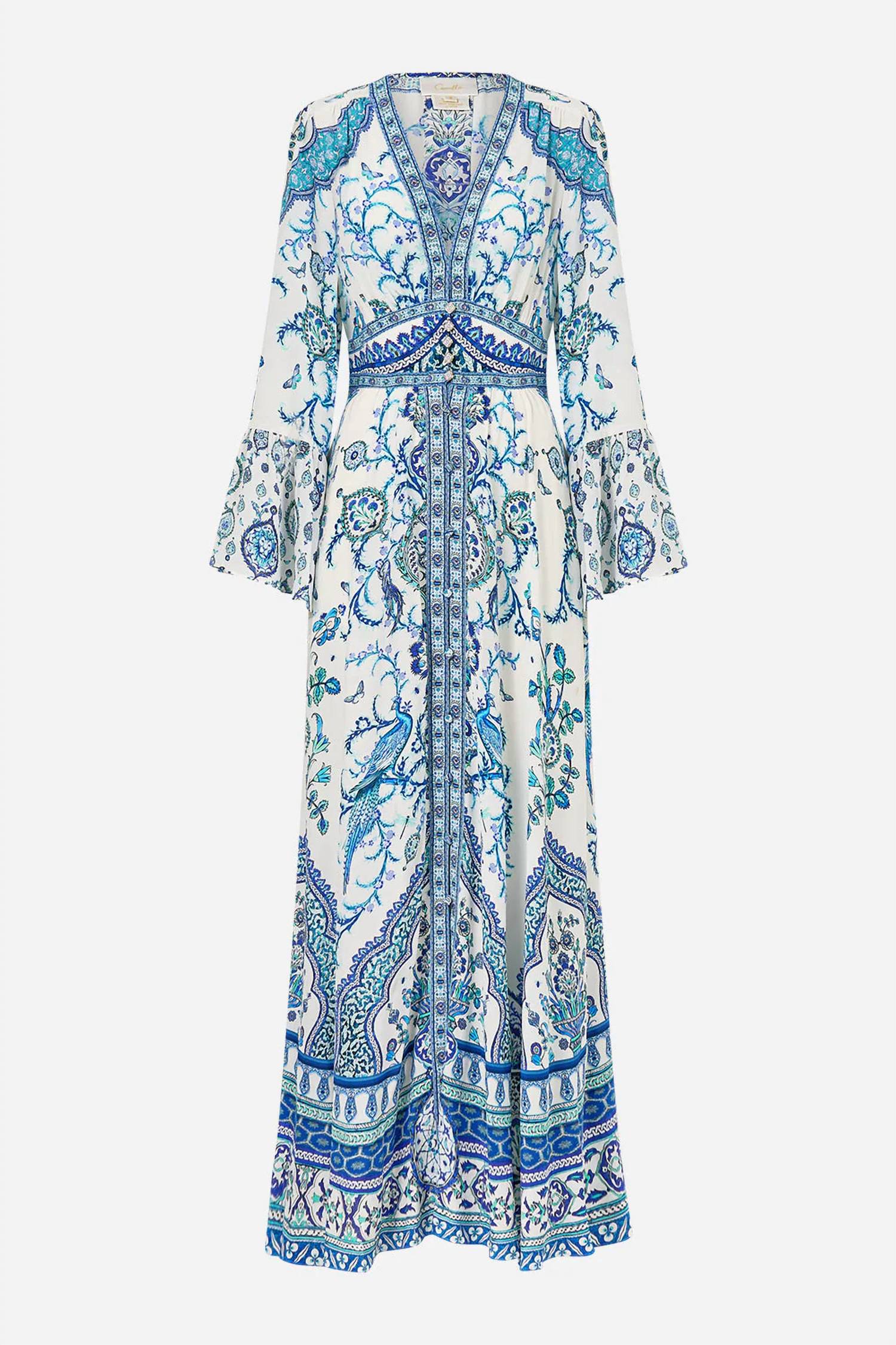 Camilla - Shaped Waistband Dress With Ruffle Sleeve