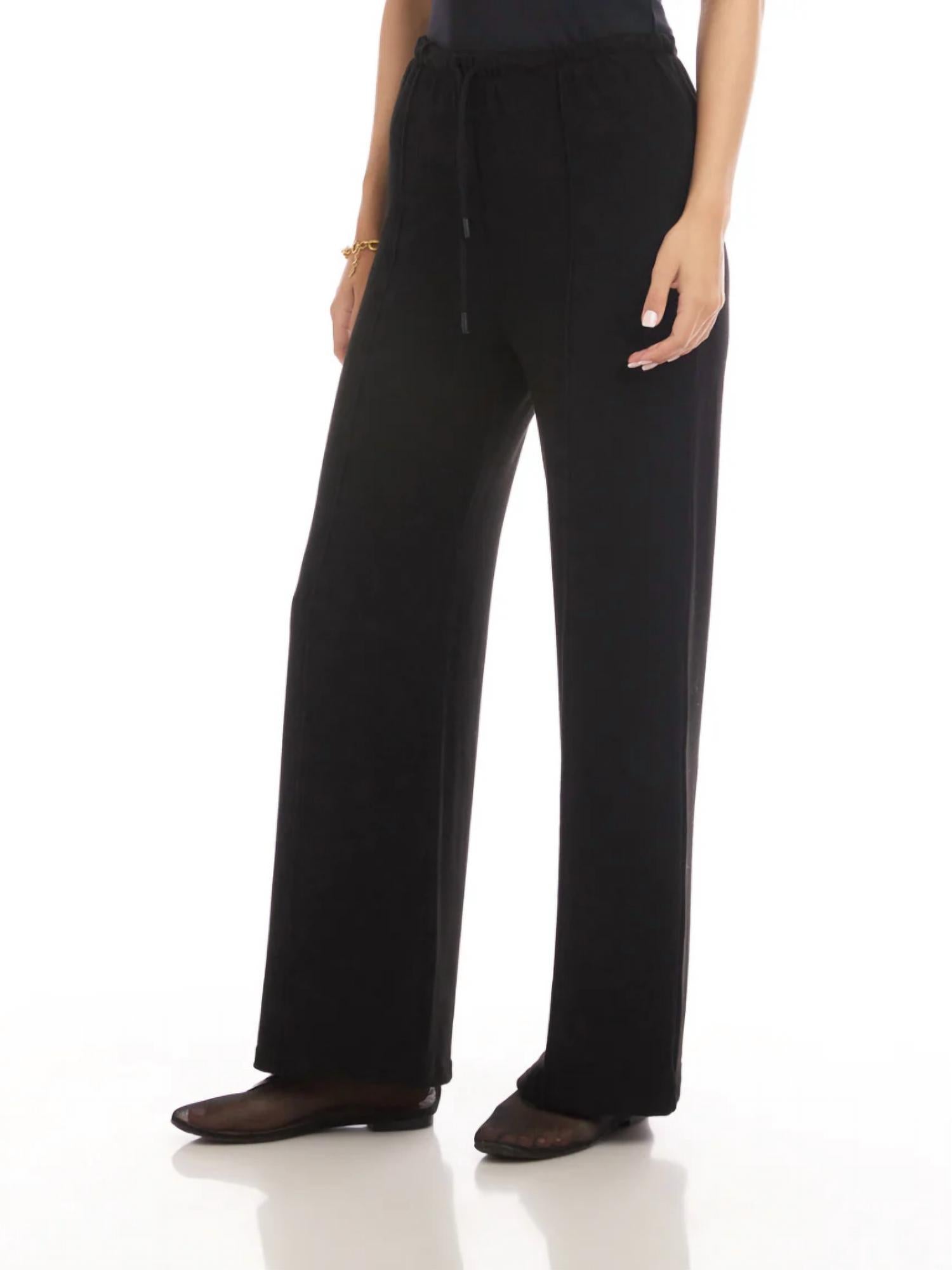 Karen Kane Drawstring Pintuck Sweatpants in black - women's pants - detail view