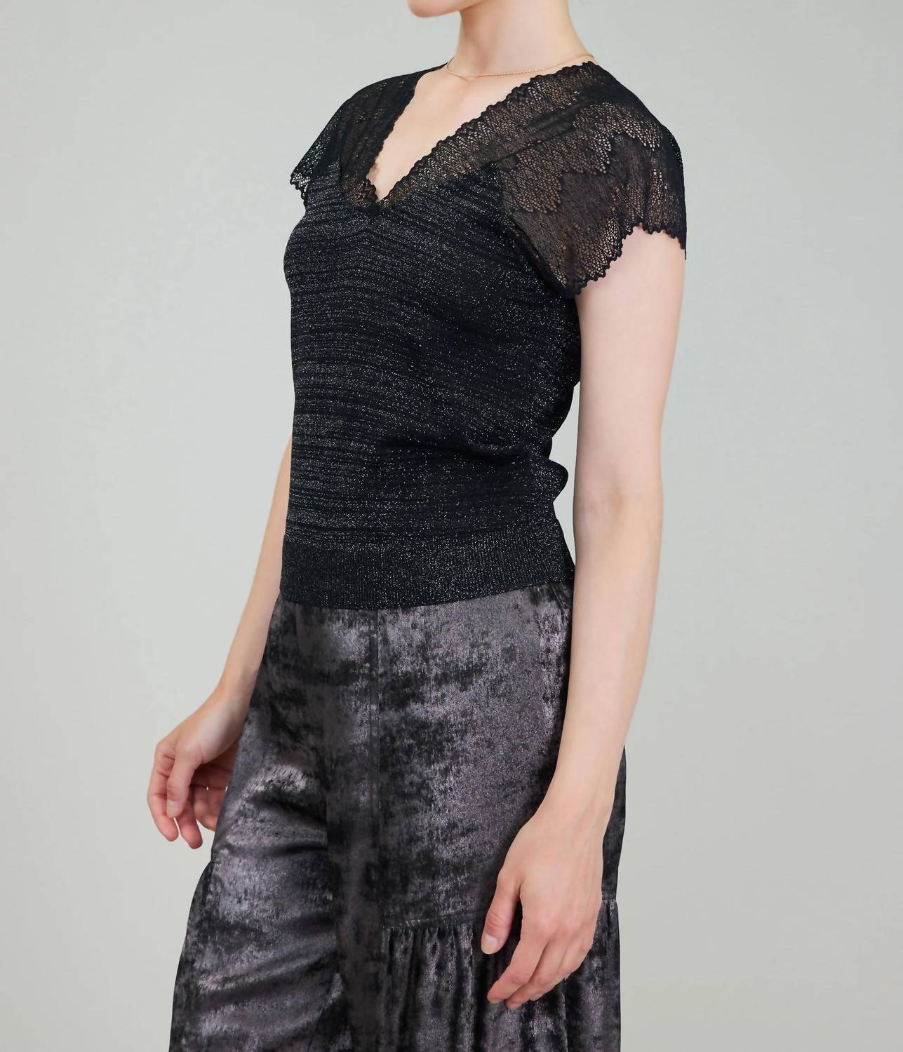 Current Air - Shimmer Lace Top