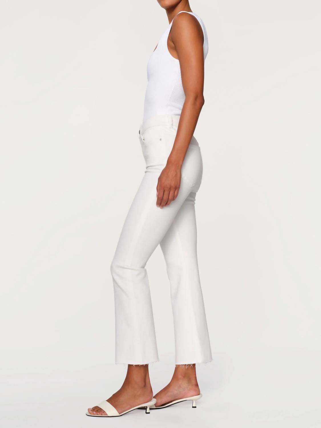 DL1961 - Women's Bridget Bootcut High Rise Instasculpt Crop Jeans in white - women's jeans - detail view