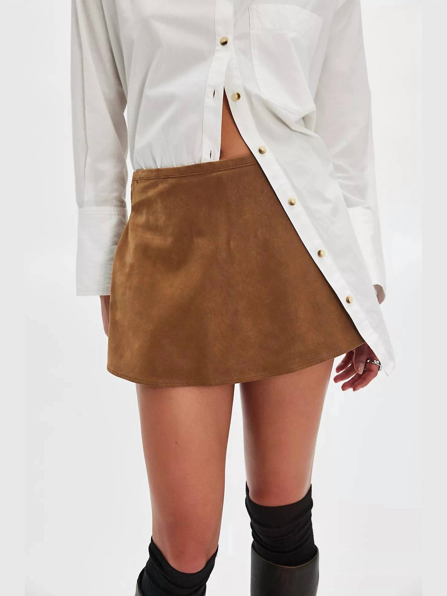 Free People - Paradise Found Suede Skort