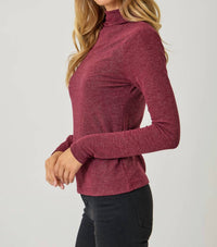 Mystree - Knit Mock Neck Long Sleeve Top