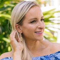 Canvas Style - Women's Monstera Leaf Drop Hoop Earrings