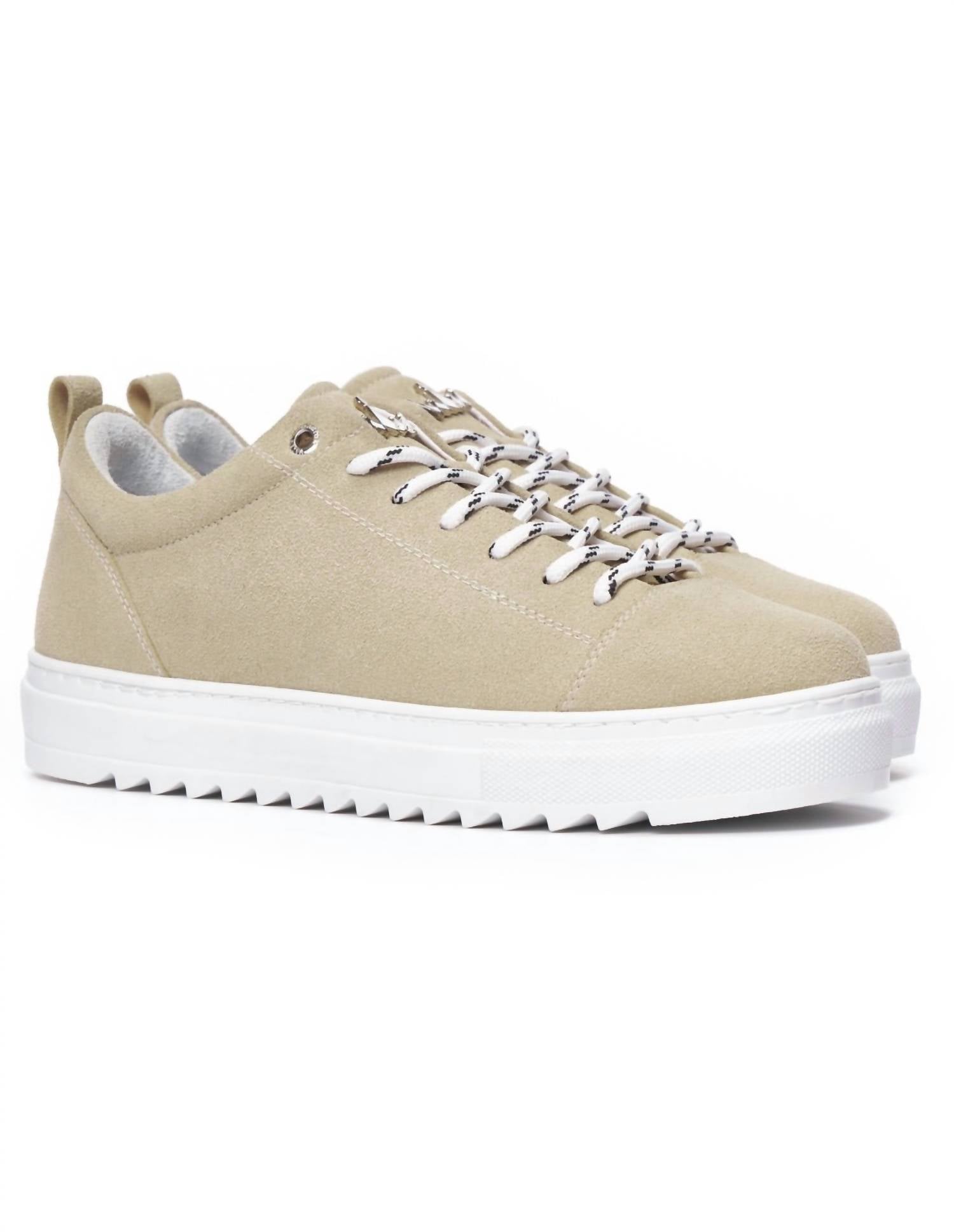 Martin Valen Men’s Low Top Suede Sneakers in beige - men's sneaker - detail view