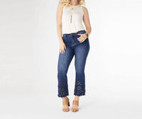 Coco + Carmen - Bambu Soft Flare Ankle With Eyelet Flowers Jeans