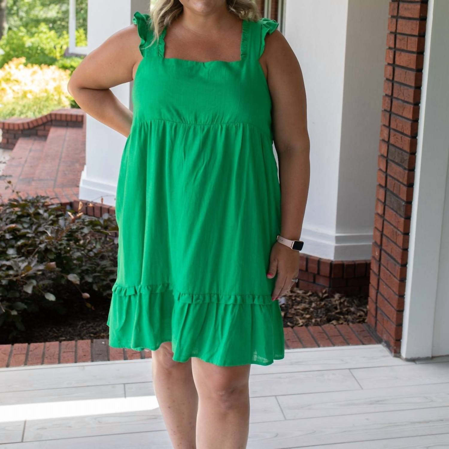 New In Elegance Ruffle Sleeve Mini Dress - Plus in elegance ruffle sleeve mini dress plus size in green - women's dress