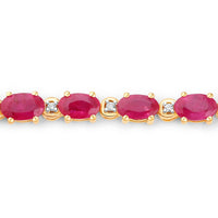 Diana M Jewels Women's Oval Natural Ruby Bracelet (5.84 Ct) - Elegant in 14k yellow gold - women's jewelry - detail view