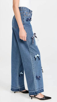 LoveShackFancy Dessa Pants in obsidian blue - women's pants - alternate view