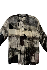 Raag Women's Silk Button Front Blouse in black - women's blouse - detail view