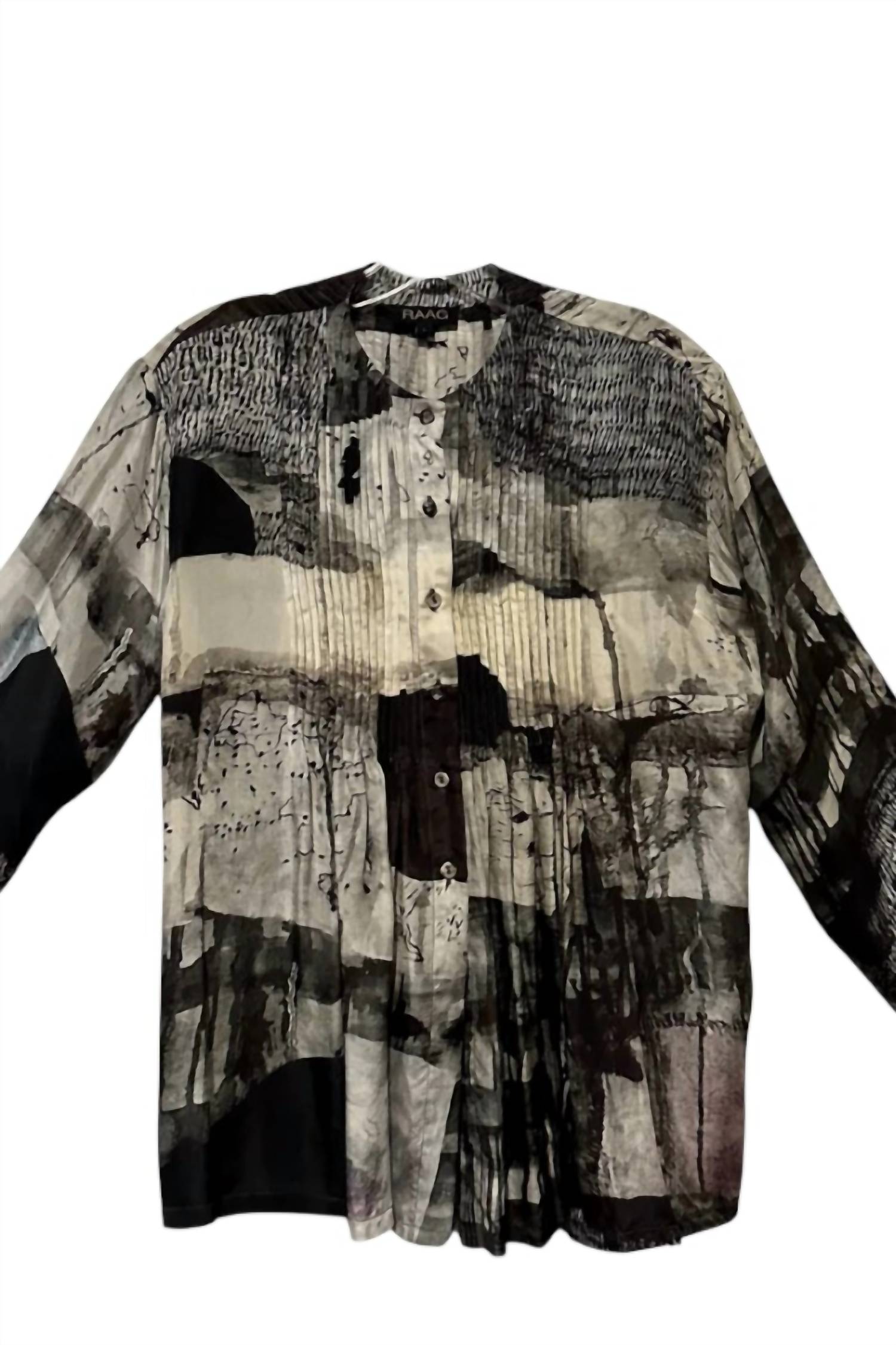 Raag Women's Silk Button Front Blouse in black - women's blouse - detail view