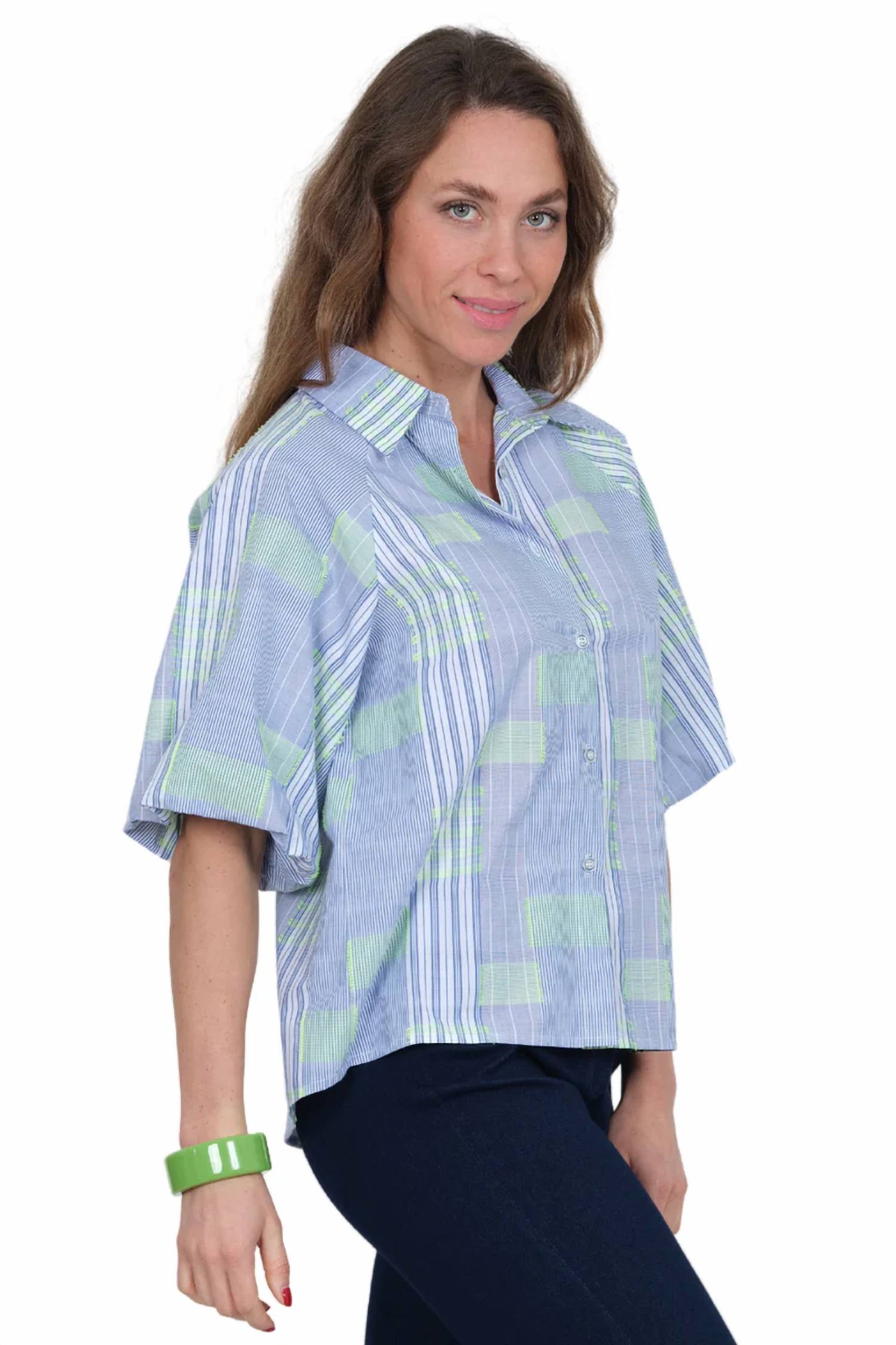 Lior - Halo Short Sleeve Collar Neck Top