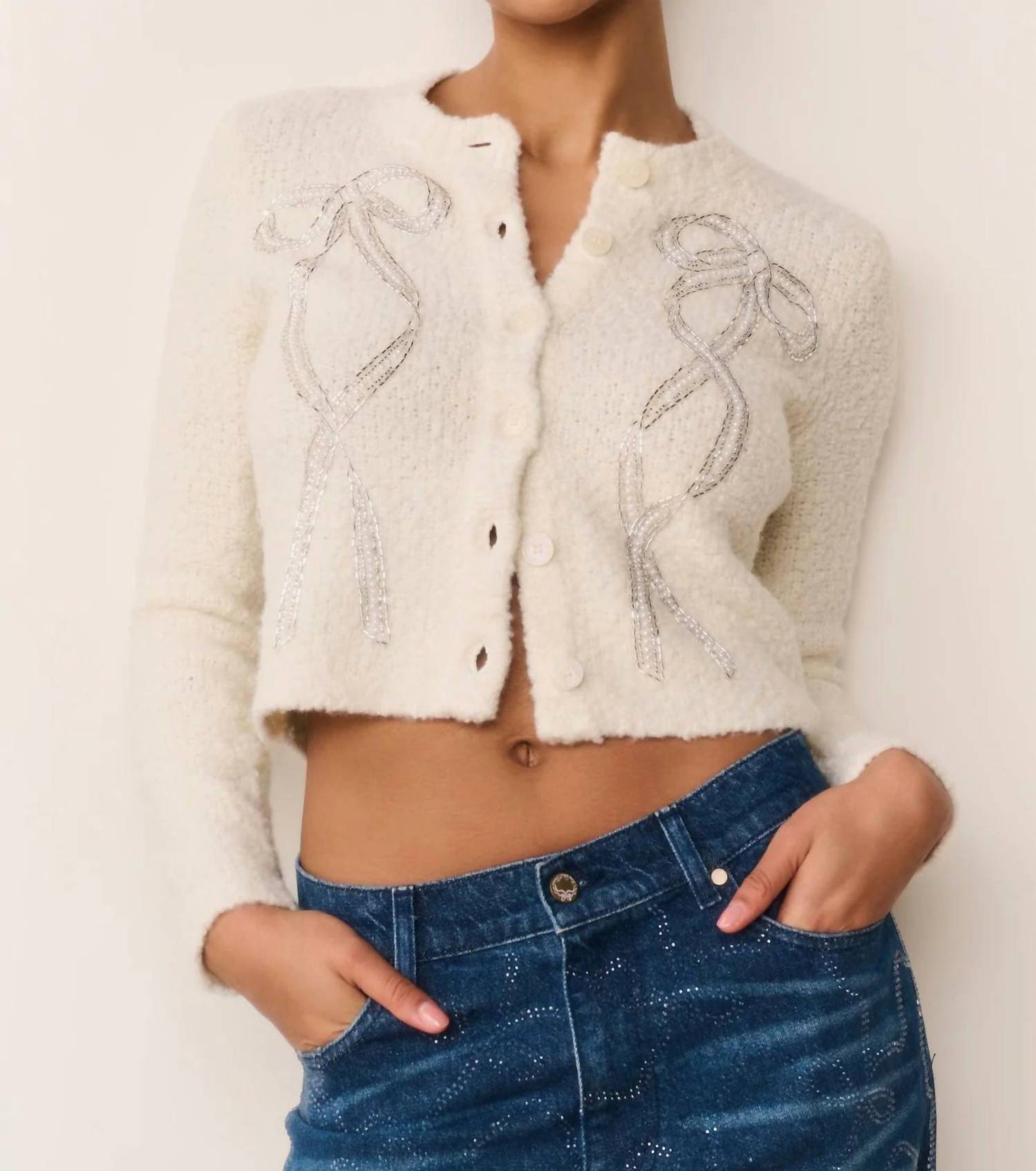 Loveshackfancy - Leocadia Wool-blend Embellished Cardigan