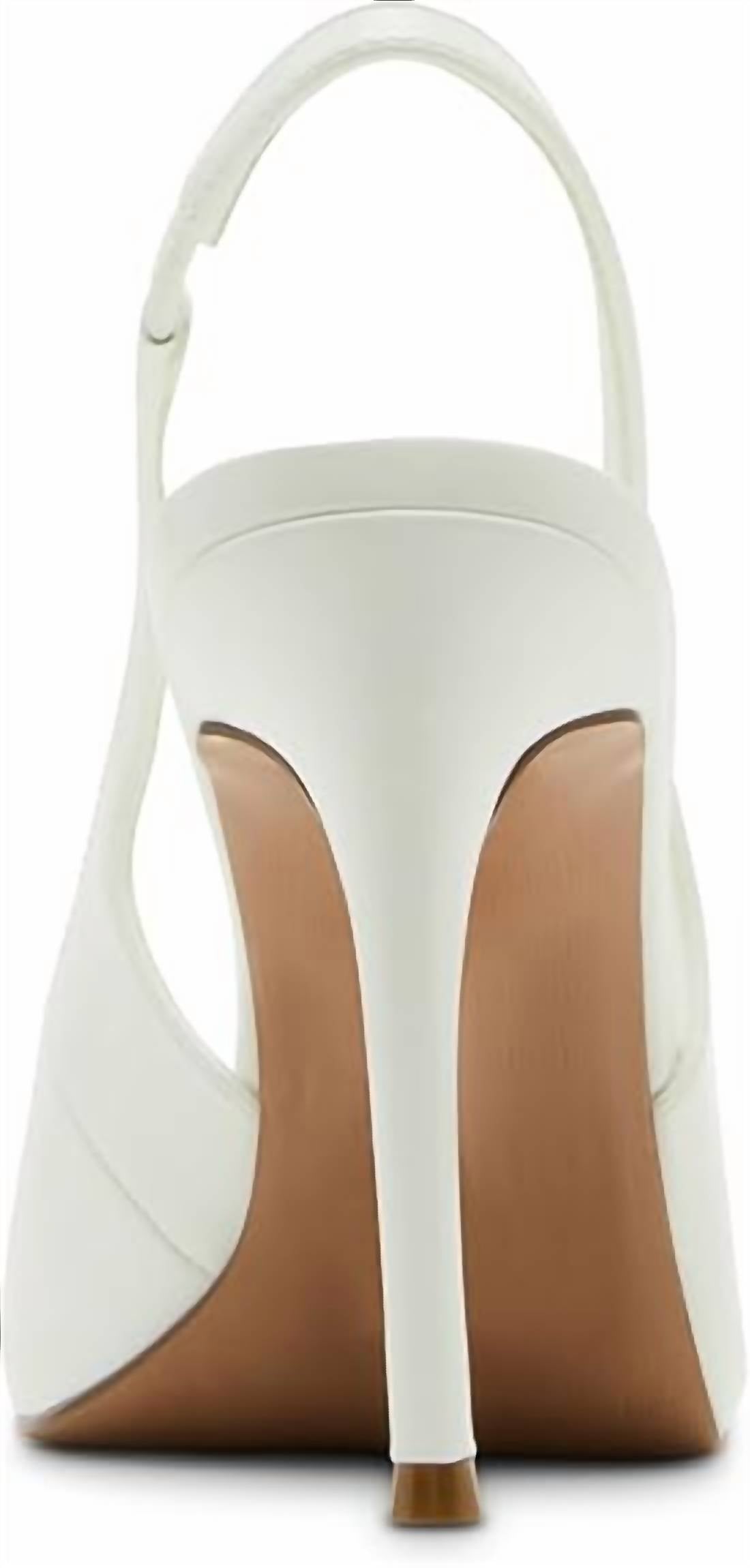 STEVE MADDEN Women's Reyes Genuine Leather Sling Back Hi Heel Pumps in white - women's heels - view 4