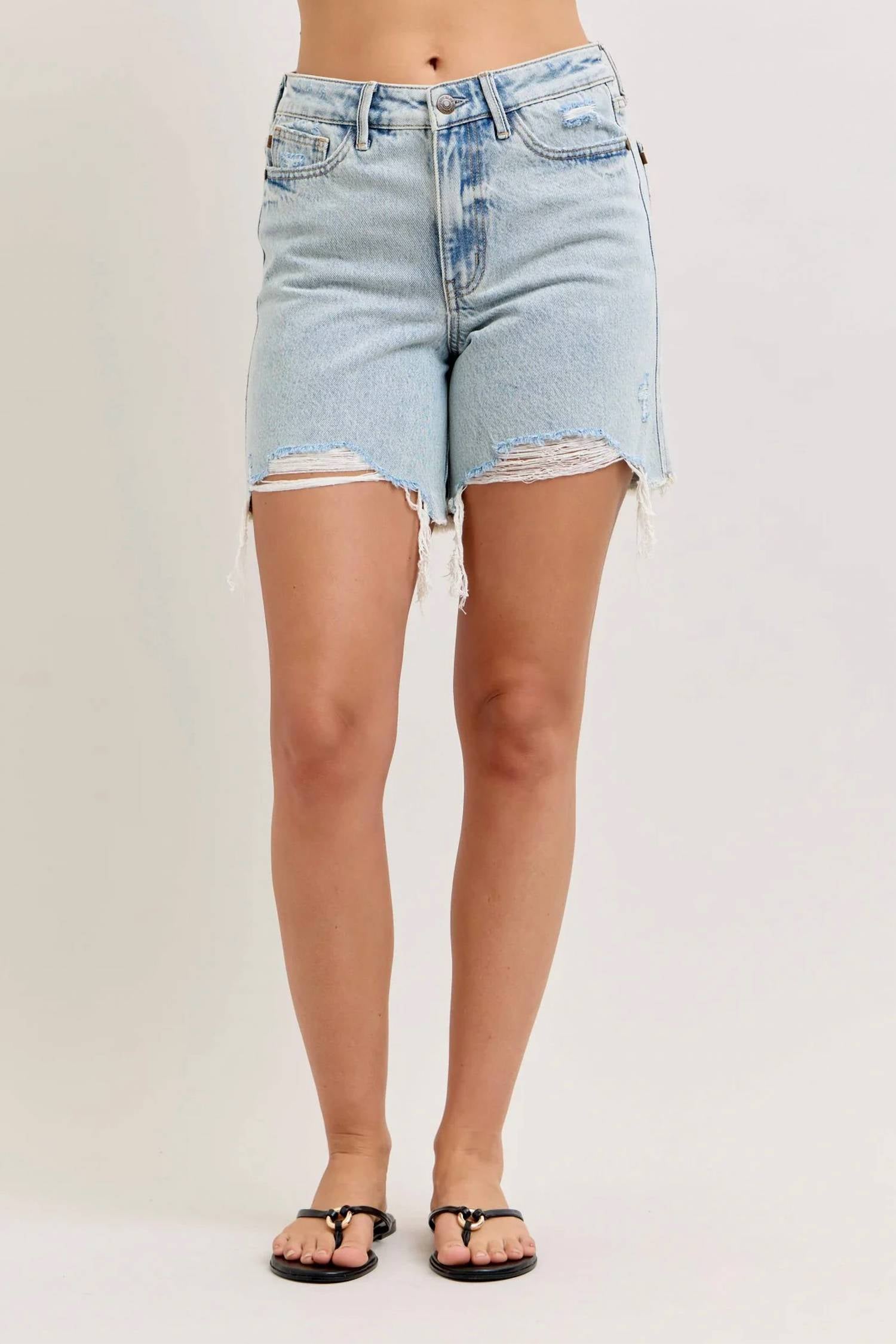 Judy Blue - High Waist Rigid Magic Phone Pocket Dad Denim Short