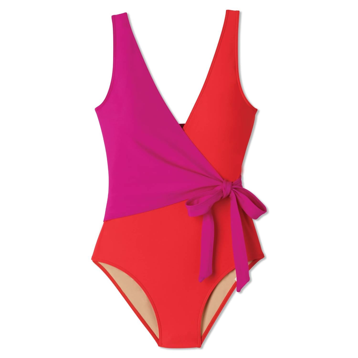 Summersalt Perfect Wrap One Piece Swimsuit in hibiscus grapefruit - women's swimwear - view 5