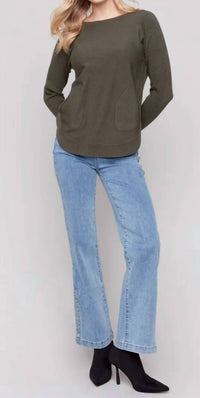 Charlie B - Knit Sweater With Back Detail Lace Up