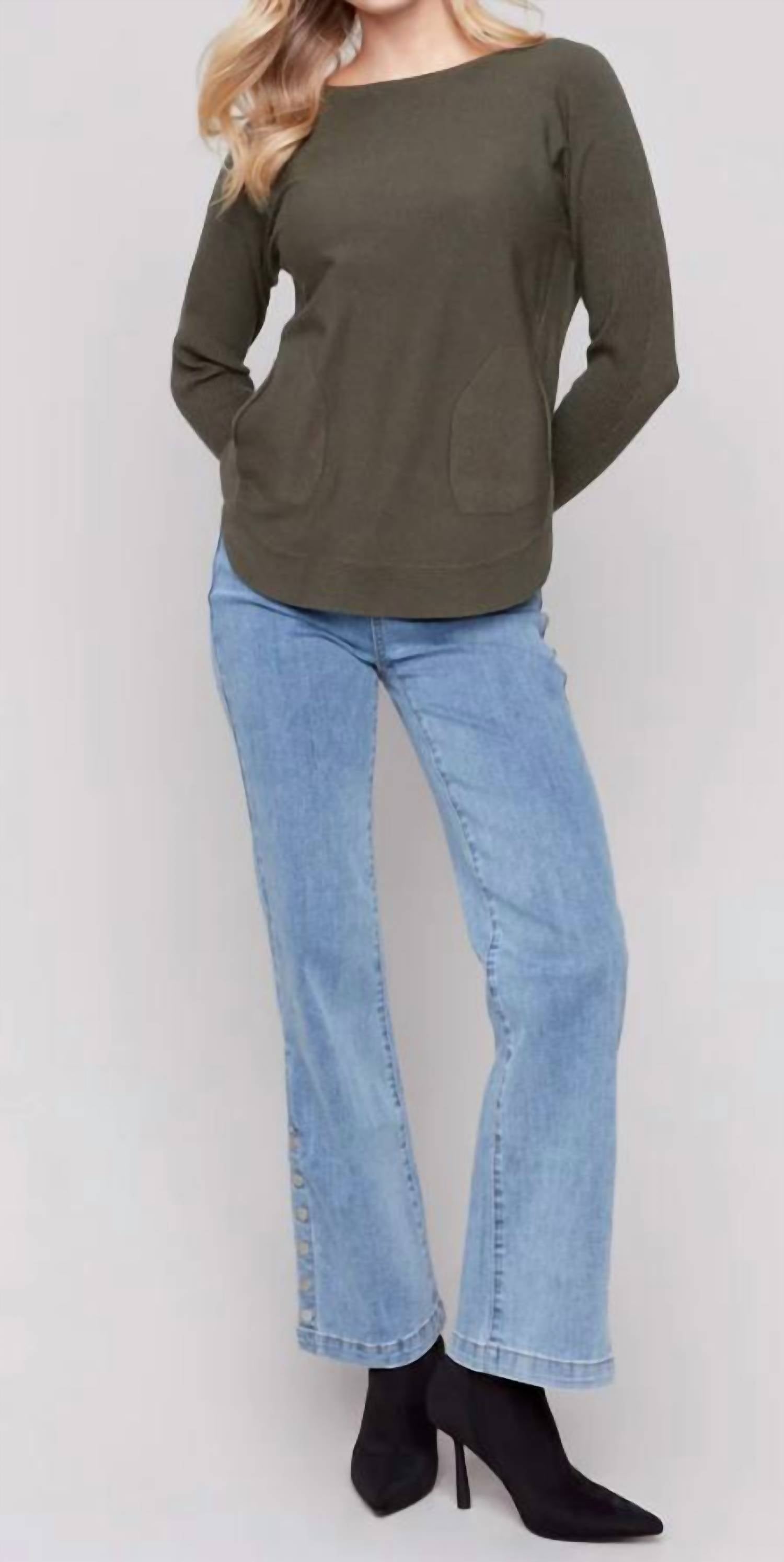 Charlie B - Knit Sweater With Back Detail Lace Up