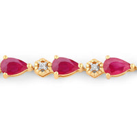 Diana M Jewels Women's Pear Natural Ruby Bracelet (5.13 Ct) - Elegant in 14k yellow gold - women's jewelry - detail view