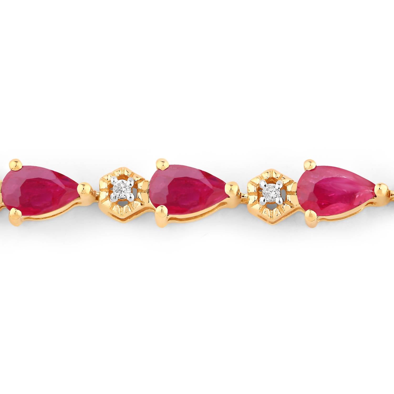 Diana M Jewels Women's Pear Natural Ruby Bracelet (5.13 Ct) - Elegant in 14k yellow gold - women's jewelry - detail view