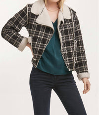 DEAR JOHN DENIM Alvie Novelty Jacket in black white plaid - women's jacket