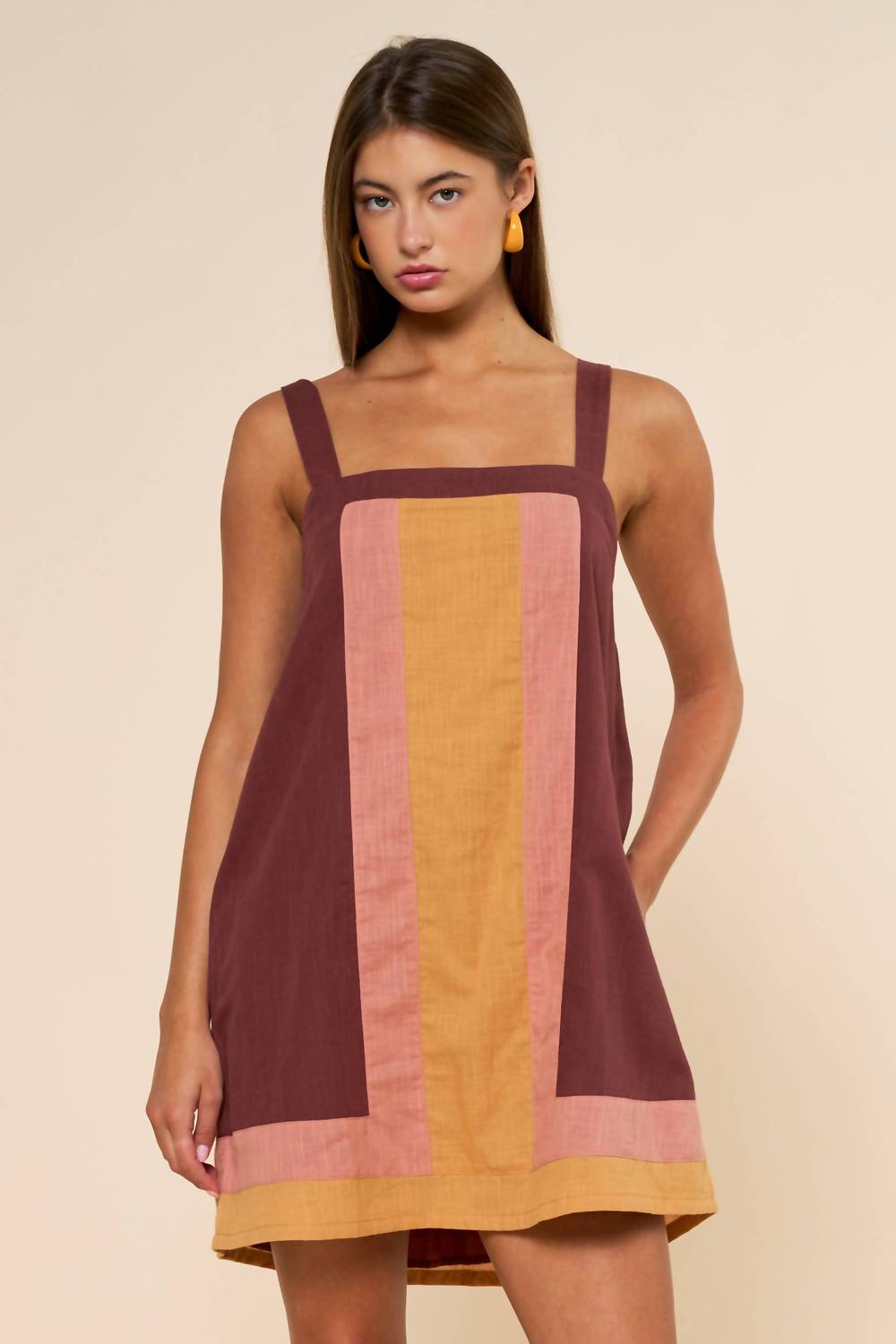 Lalavon - Color Block Sleeveless Mini Dress