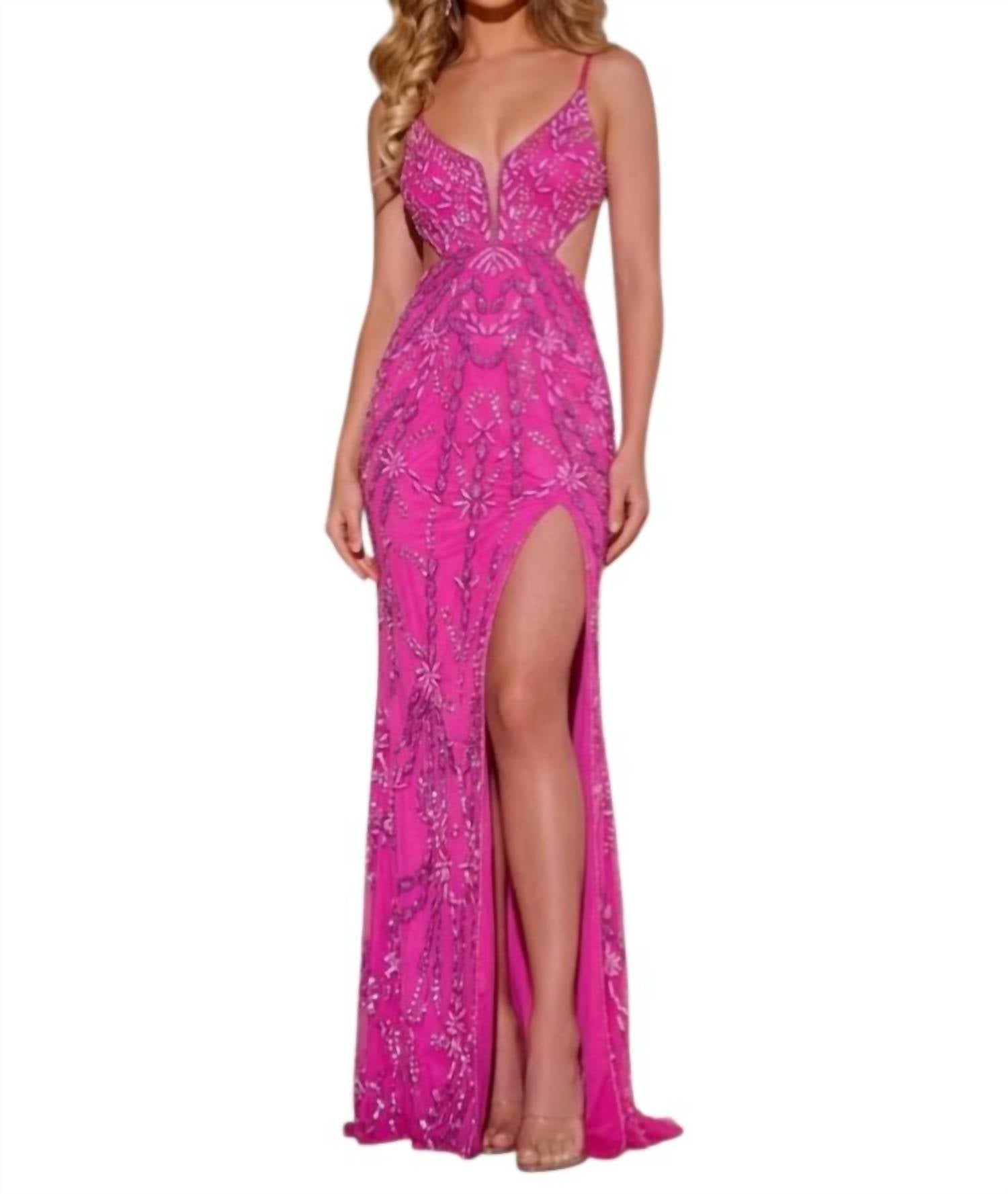 JOVANI Emery Long Formal Prom Dress Gown in magenta - women's dress
