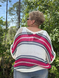 Pol - Stripe Crochet Oversized Top