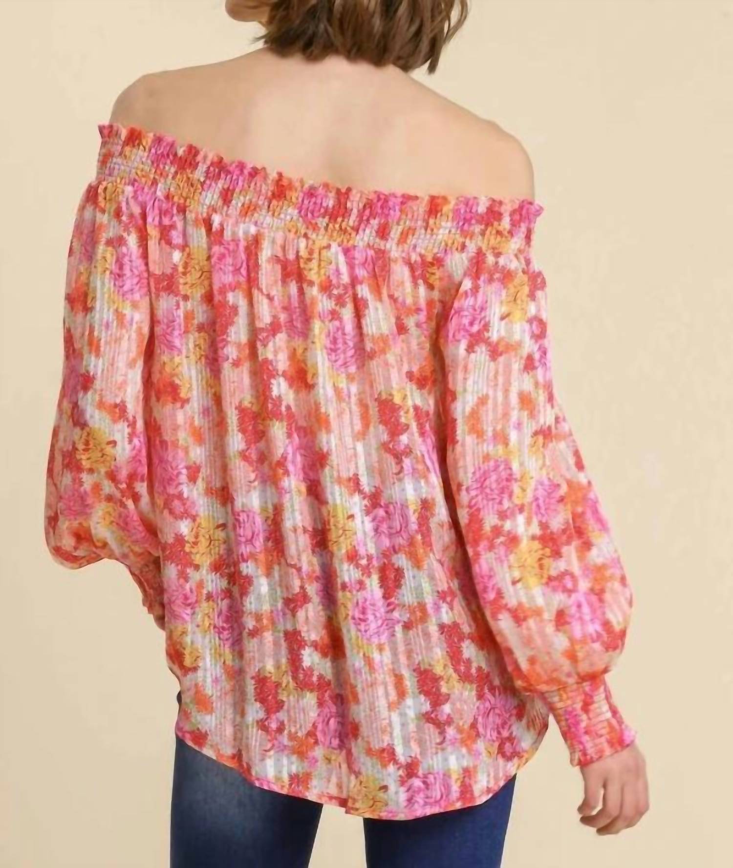 Umgee - Sheer Floral Off The Shoulder Top