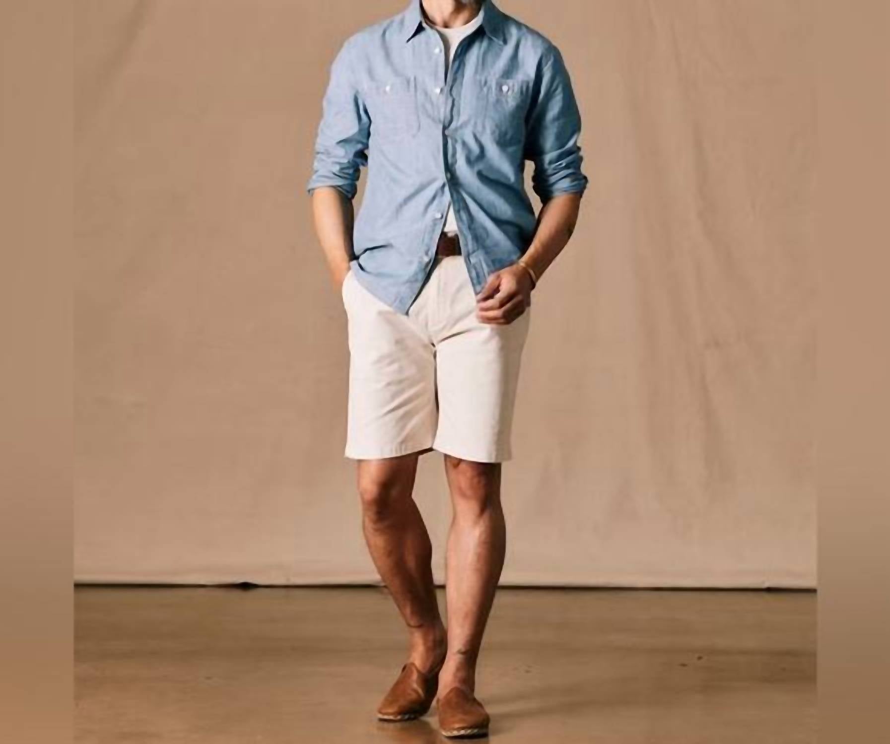 Flint and Tinder Men’s 365 Chino Shorts in cream - men's shorts - alternate view