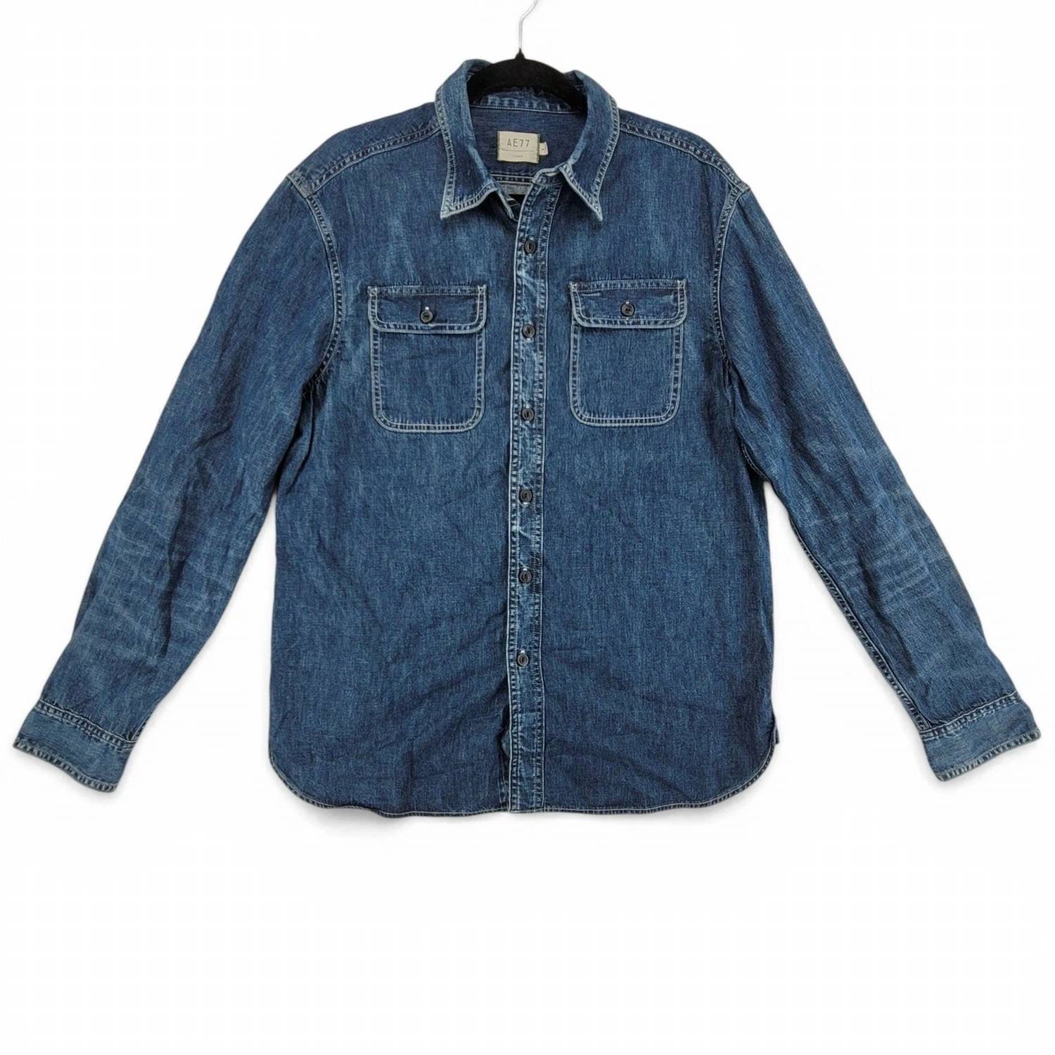 AE77 Classic Button Down in denim - women's long sleeve top - view 4