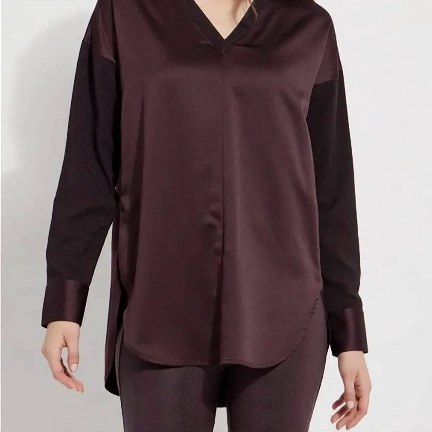 Lysse Token Pullover Satin Top in lava - women's blouse