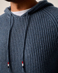 JOHNNIE-O Sami Merino Wool Sweater Hoodie in wake - men's shirt - view 4