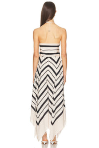 SIMKHAI Hera Halter Midi Dress in sand stripe - women's dress - alternate view